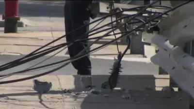 Truck hits utility pole, bringing down wires in Chelsea