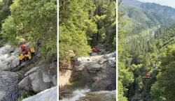 Hiker suspended 150 feet from a helicopter after plummeting into a waterfall in Northern California